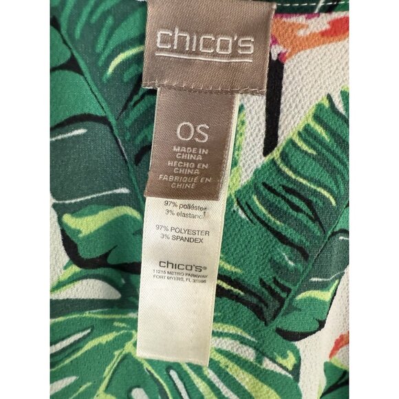 Chico’s Hawaiian Kimono Top OS L XL XXL Topper Flamingo Beach Tropical Flowy - Picture 3 of 9